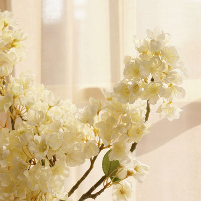 White Artificial Cherry Blossom Flower Stem - Single