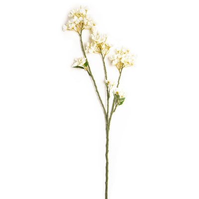 White Artificial Cherry Blossom Flower Stem - Single