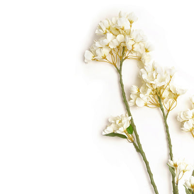 White Artificial Cherry Blossom Flower Stem - Single