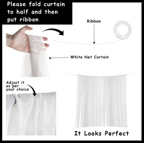 Party Decoration Combo 2 Pcs White Net Curtains with light