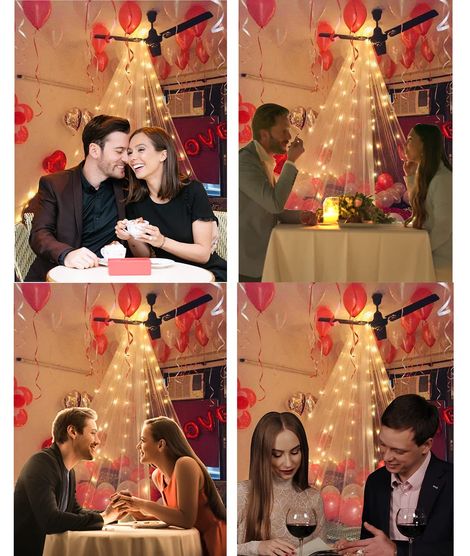 Party Decoration Combo 2 Pcs White Net Curtains with light