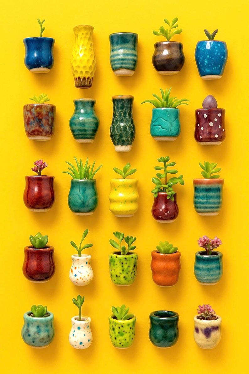 🌿 Fridge Magnet – Small Pot Flower Decoration (PACK RANDOM OF 6)