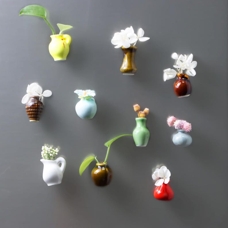Ceramic Mini Vase Fridge Magnets Combo