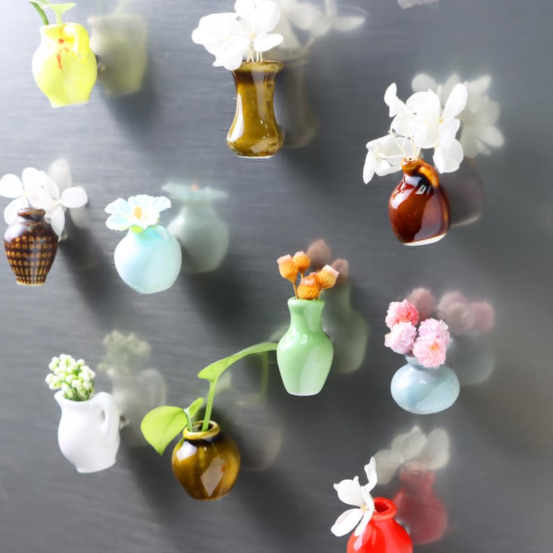 Ceramic Mini Vase Fridge Magnets Combo
