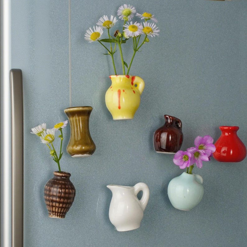 Mini Dried Flower Ceramic Fridge Magnet – Handmade & Personalized