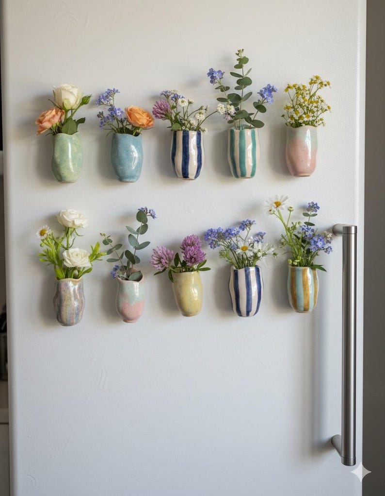 🌿 Mystery Mini Wobbly Ceramic Bud Vase Fridge Magnet – Cute Party Favor & Home Décor