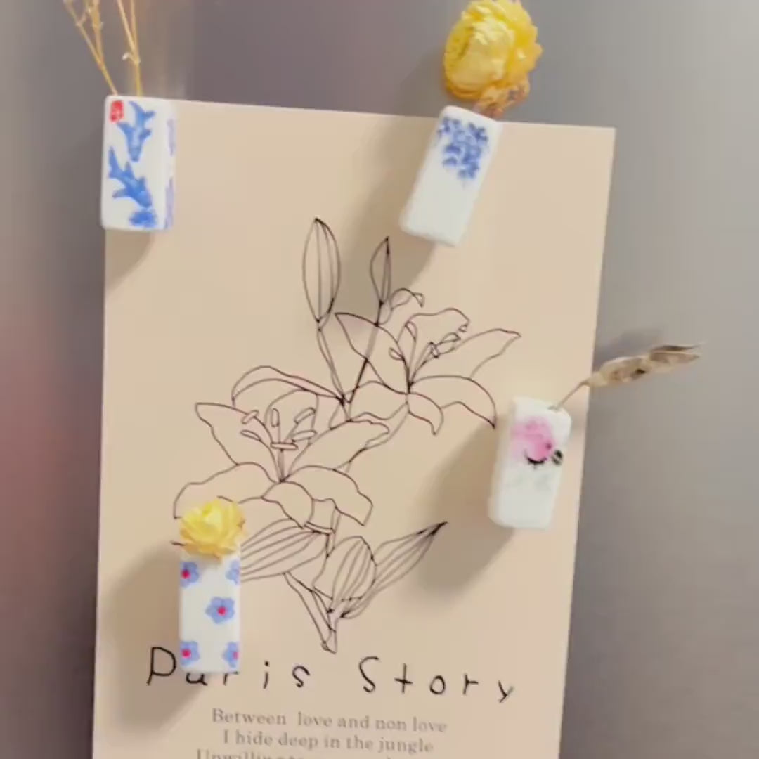 Mini Ceramic Vase Fridge Magnets – Japanese Aesthetic Decor (pack of 4)