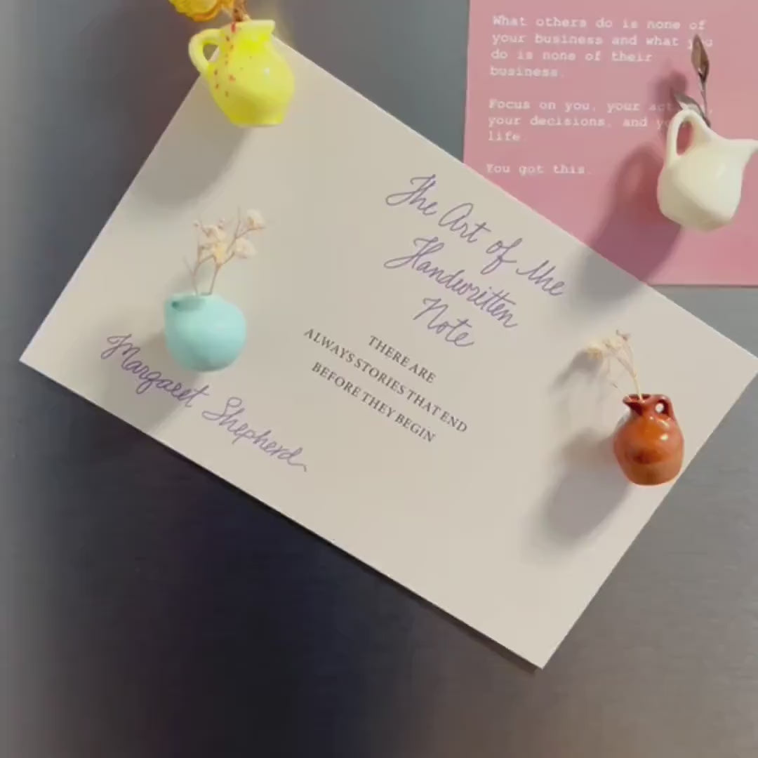 Mini Dried Flower Ceramic Fridge Magnet – Handmade & Personalized